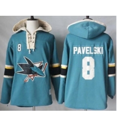 San Jose Sharks #8 Joe Pavelski Teal Pullover Hoodie Stitched NHL Jersey