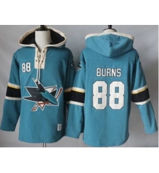 San Jose Sharks #88 Brent Burns Teal Pullover Hoodie Stitched NHL Jersey