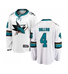 San Jose Sharks #4 Brenden Dillon Fanatics Branded White Away Breakaway NHL Jersey
