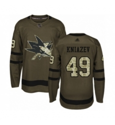 San Jose Sharks #49 Artemi Kniazev Authentic Green Salute to Service Hockey Jersey