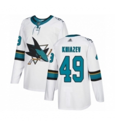 San Jose Sharks #49 Artemi Kniazev Authentic White Away Hockey Jersey