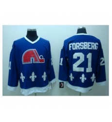 Quebec Nordiques #21 Peter Forsberg Blue Stitched CCM Throwback blue NHL Jersey