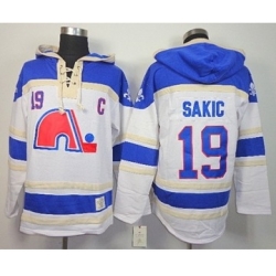 Quebec Nordiques #19 Joe Sakic White-Blue [pullover hooded sweatshirt][patch C]