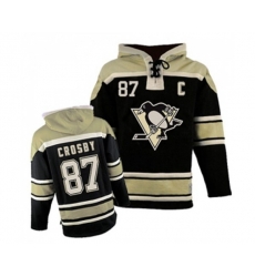 Pittsburgh Penguins #87 Sidney Crosby Authentic Black Sawyer Hooded Sweatshirt NHL Jersey