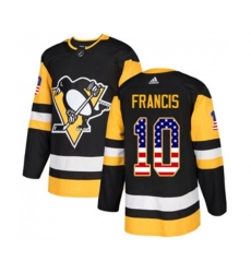 Adidas Pittsburgh Penguins #10 Ron Francis Authentic Black USA Flag Fashion NHL Jersey