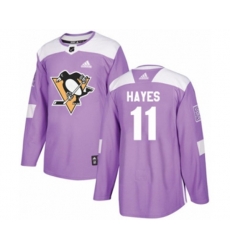 Adidas Pittsburgh Penguins #11 Jimmy Hayes Authentic Purple Fights Cancer Practice NHL Jersey