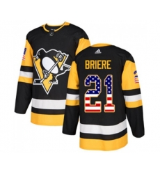 Adidas Pittsburgh Penguins #21 Michel Briere Authentic Black USA Flag Fashion NHL Jersey