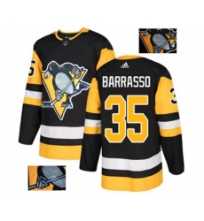 Adidas Pittsburgh Penguins #35 Tom Barrasso Authentic Black Fashion Gold NHL Jersey