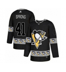 Adidas Pittsburgh Penguins #41 Daniel Sprong Authentic Black Team Logo Fashion NHL Jersey