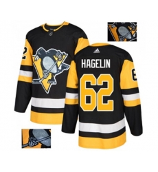 Adidas Pittsburgh Penguins #62 Carl Hagelin Authentic Black Fashion Gold NHL Jersey