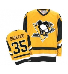 CCM Pittsburgh Penguins #35 Tom Barrasso Authentic Yellow Throwback NHL Jersey