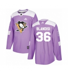 Pittsburgh Penguins #36 Joseph Blandisi Authentic Purple Fights Cancer Practice Hockey Jersey