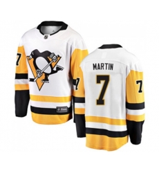 Pittsburgh Penguins #7 Paul Martin Fanatics Branded White Away Breakaway NHL Jersey