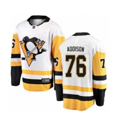 Pittsburgh Penguins #76 Calen Addison Authentic White Away Fanatics Branded Breakaway NHL Jersey