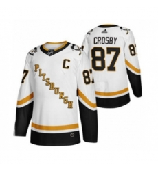 Pittsburgh Penguins #87 Sidney Crosby White 2020-21 Reverse Retro Alternate Hockey Jersey