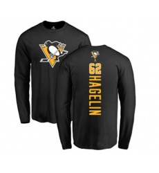 NHL Adidas Pittsburgh Penguins #62 Carl Hagelin Black Backer Long Sleeve T-Shirt