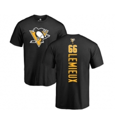 NHL Adidas Pittsburgh Penguins #66 Mario Lemieux Black Backer T-Shirt