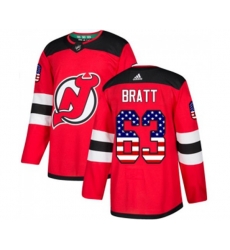 New Jersey Devils #63 Jesper Bratt Authentic Red USA Flag Fashion Hockey Jersey