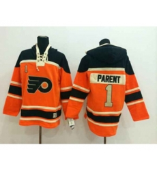 Philadelphia Flyers #1 Bernie Parent orange-black[pullover hooded sweatshirt]