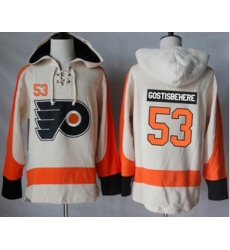 Philadelphia Flyers #53 Shayne Gostisbehere Cream Sawyer Hooded Sweatshirt Stitched NHL Jersey
