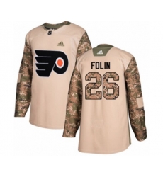Adidas Philadelphia Flyers #26 Christian Folin Authentic Camo Veterans Day Practice NHL Jersey