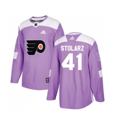Adidas Philadelphia Flyers #41 Anthony Stolarz Authentic Purple Fights Cancer Practice NHL Jersey