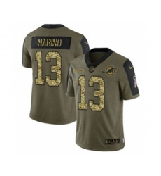 Miami Dolphins #13 Dan Marino 2021 Olive Camo Salute To Service Limited Stitched Football Jersey