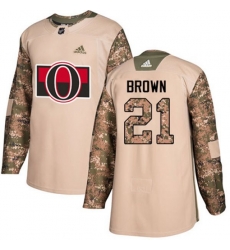 Ottawa Senators #21 Logan Brown Authentic Camo Veterans Day Practice NHL Jersey