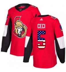 Ottawa Senators #5 Cody Ceci Authentic Red USA Flag Fashion NHL Jersey