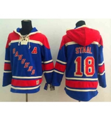 New York Rangers #18 Marc staal blue[pullover hooded sweatshirt][patch A]