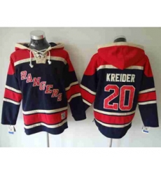 New York Rangers #20 Chris kreider dk.blue-red[pullover hooded sweatshirt]