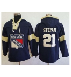 New York Rangers #21 Derek Stepan Navy Blue Pullover Hoodie Stitched NHL Jersey