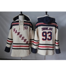 New York Rangers #93 Mika Zibanejad Cream Sawyer Hooded Sweatshirt Stitched NHL Jersey
