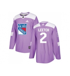 Adidas New York Rangers #2 Brian Leetch Purple Authentic Fights Cancer Stitched NHL Jersey