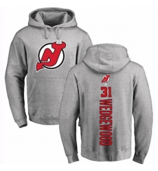 New Jersey Devils #31 Scott Wedgewood Ash Backer Pullover Hoodie