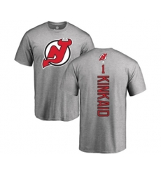 New Jersey Devils #1 Keith Kinkaid Ash Backer T-Shirt