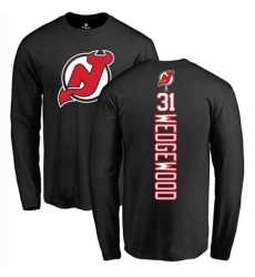New Jersey Devils #31 Scott Wedgewood Black Backer Long Sleeve T-Shirt