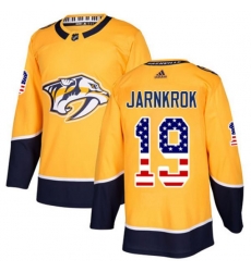 Nashville Predators #19 Calle Jarnkrok Authentic Gold USA Flag Fashion NHL Jersey