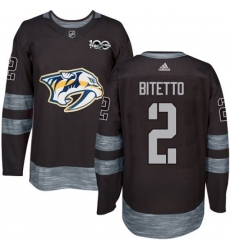 Nashville Predators #2 Anthony Bitetto Authentic Black 1917-2017 100th Anniversary NHL Jersey