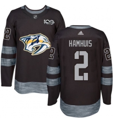 Nashville Predators #2 Dan Hamhuis Authentic Black 1917-2017 100th Anniversary NHL Jersey