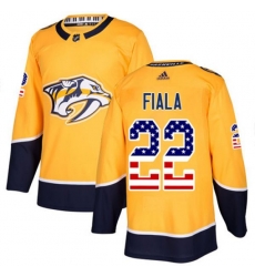 Nashville Predators #22 Kevin Fiala Authentic Gold USA Flag Fashion NHL Jersey