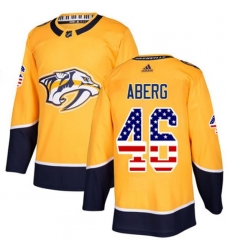 Nashville Predators #46 Pontus Aberg Authentic Gold USA Flag Fashion NHL Jersey