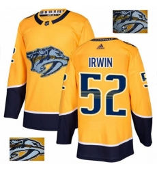 Nashville Predators #52 Matt Irwin Authentic Gold Fashion Gold NHL Jersey