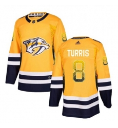 Nashville Predators #8 Kyle Turris Authentic Gold Drift Fashion NHL Jersey