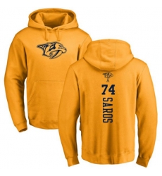 Nashville Predators #74 Juuse Saros Gold One Color Backer Pullover Hoodie