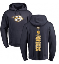 Nashville Predators #9 Filip Forsberg Navy Blue Backer Pullover Hoodie