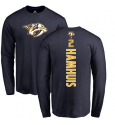 Nashville Predators #2 Dan Hamhuis Navy Blue Backer Long Sleeve T-Shirt
