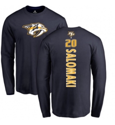 Nashville Predators #20 Miikka Salomaki Navy Blue Backer Long Sleeve T-Shirt