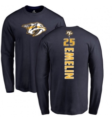 Nashville Predators #25 Alexei Emelin Navy Blue Backer Long Sleeve T-Shirt