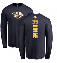 Nashville Predators #35 Pekka Rinne Navy Blue Backer Long Sleeve T-Shirt
